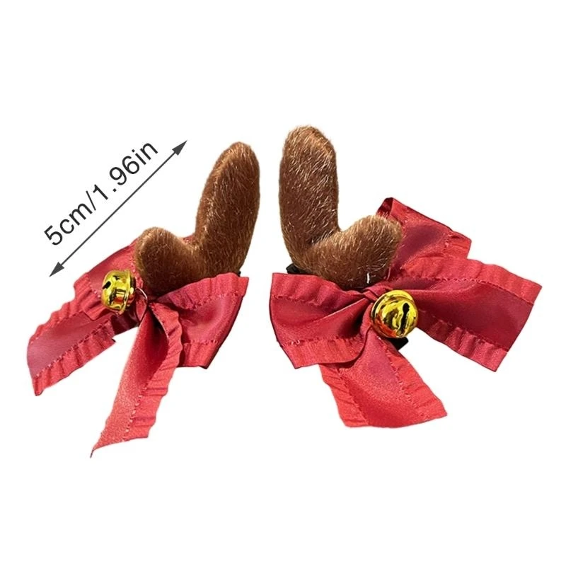 MerryChristmas عقال الأحمر Bowknot قرن الوعل مشبك شعر العروض المسرحية الدعائم عطلة إكسسوارات الشعر لوازم الحفلات 15UB