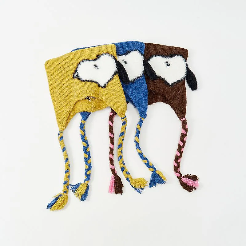 bonnet-tricote-kawaii-snoopys-avec-pompons-tresses-motif-jacquard-mignon-de-dessin-anime-bonnet-d'hiver-chaud-doux-tendance-bonnet-protecteur-pour-les-oreilles