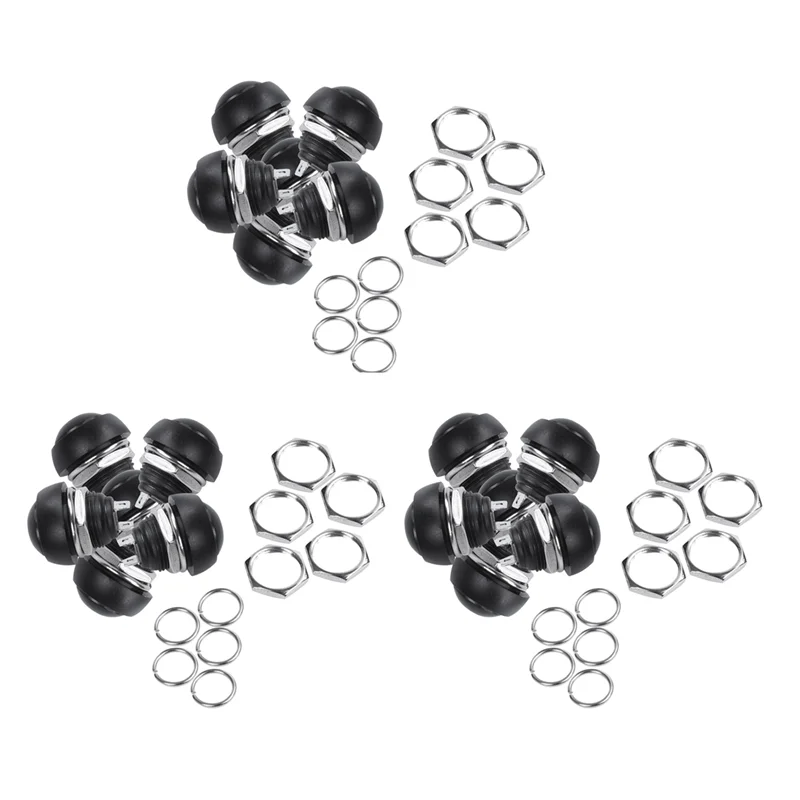 

B50B-черный 15X шт. 12 мм водонепроницаемый мгновенный вкл/выкл кнопочный круглый SPST переключатель