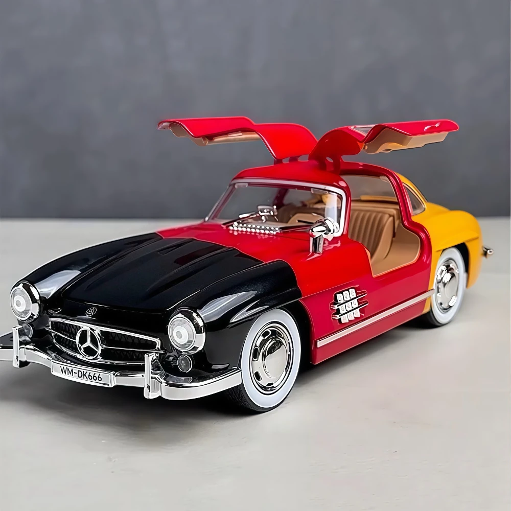 1:22 300SL SL63 Model Autka Zabawka Ze Stopu Metalu Odlewany Samochód Sportowy Otwierane Drzwi Dźwięk Światło Napęd Na Tył Kierownica Z Funkcją Skręcania Przednimi Kołami Prezent Dla Chłopca