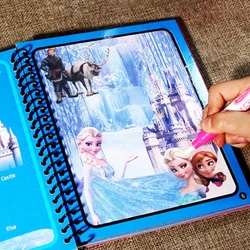 New Disney Frozen Puzzle Painting Graffiti Book Cartoon Anime Spiderman Mickey Cars Sofia Princess DIY Magical Watercolor Paint