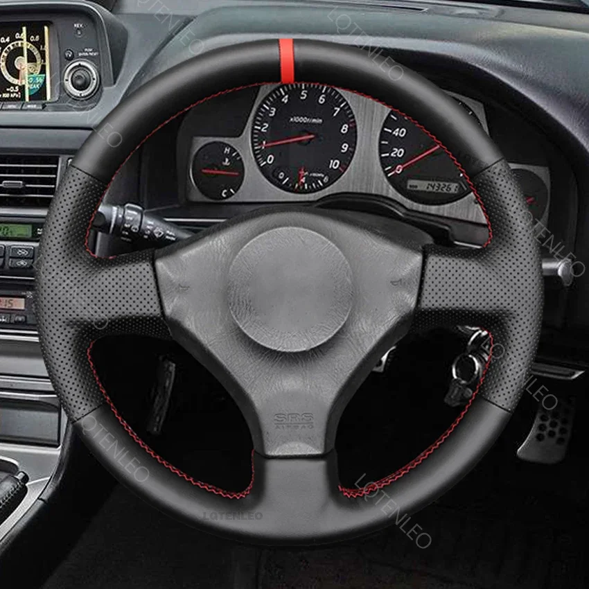 Black Faux Leather Car Steering Wheel Cover Braid For Nissan 200SX S15 2001-2002 Silvia 1999-2000 Skyline R34 GTR GT-R 1998-2002