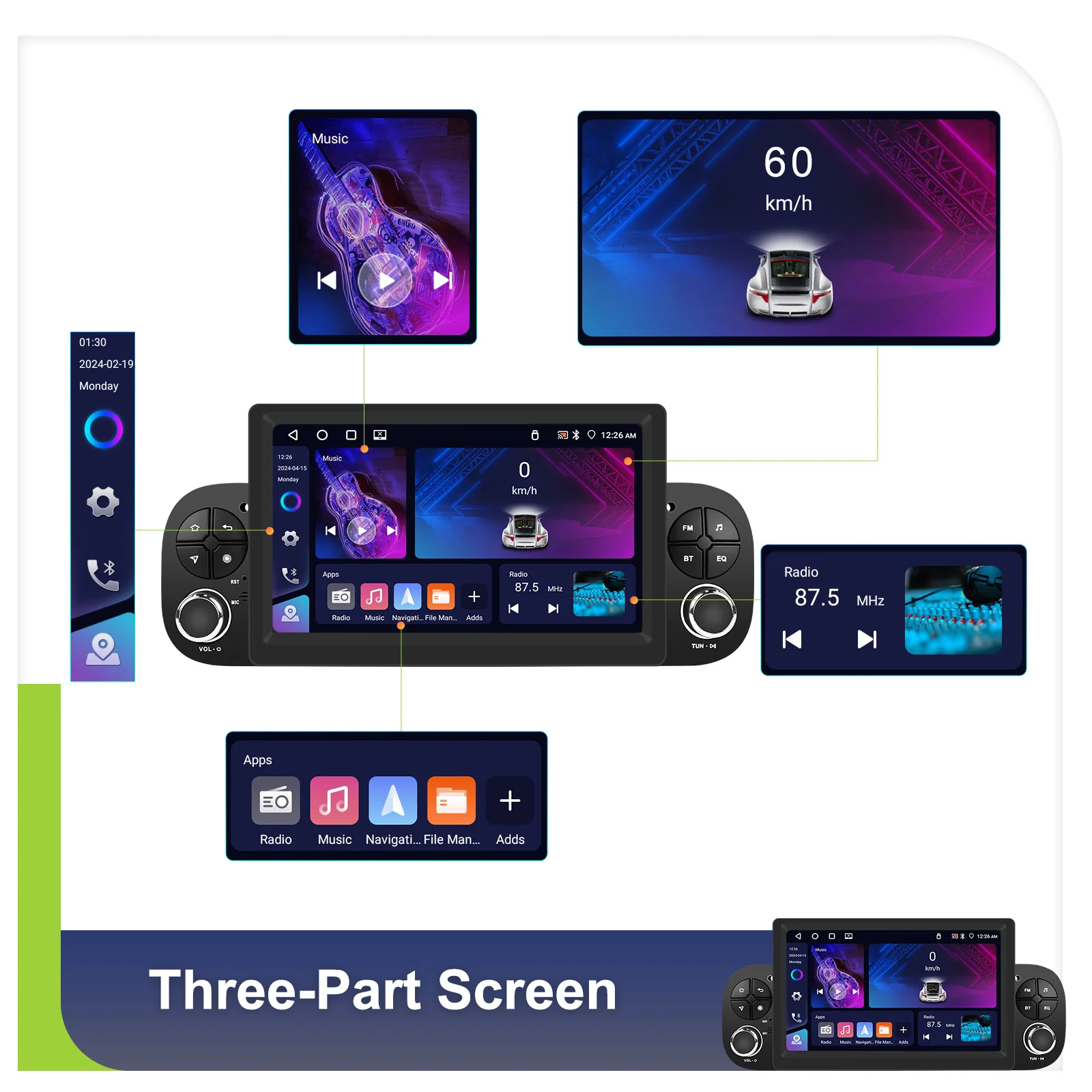 Podofo 7 Zoll Autoradio 2 DIN 4+64G Android Auto-Multimedia-Player für Fiat Panda 2013-2020 Kabelloses Carplay Auto-Audio Android Auto MirrorLink 4G GPS WIFI – Detail 31