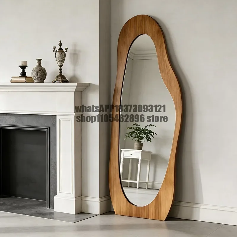 New Chinese full-body mirror, retro stereoscopic mirror, special-shaped living room, simple Chinese floor mirror