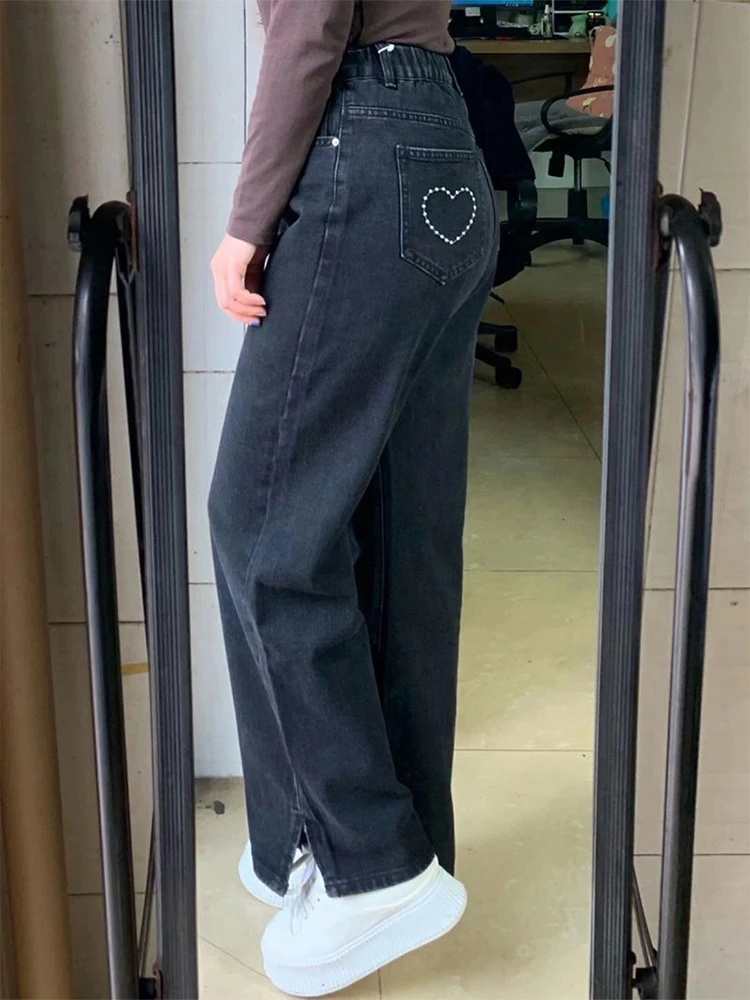 

plus Size 300 Pou Women's High Waist Wide Leg Jeans Loose Fit Casual Straight Leg Long Trousers Comfortable Cotton Blend