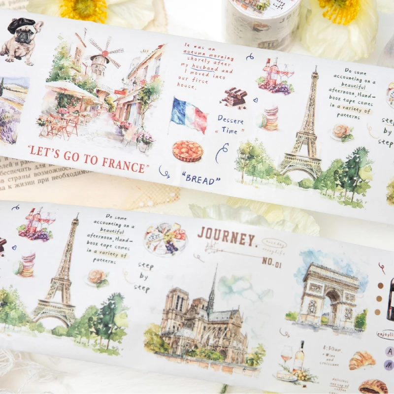 Journal GO-Ruban adhésif décoratif Washi, 7.5x200cm, ruban de masquage, autocollants de scrapbooking, journal indésirable de voyage romantique, bricolage