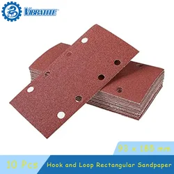 10 Pcs 93 x 185 mm Sanding Sheets 8 Holes Hook and Loop Rectangular Sander Assorted 40-400 Grits for Polishing Sanding Metal
