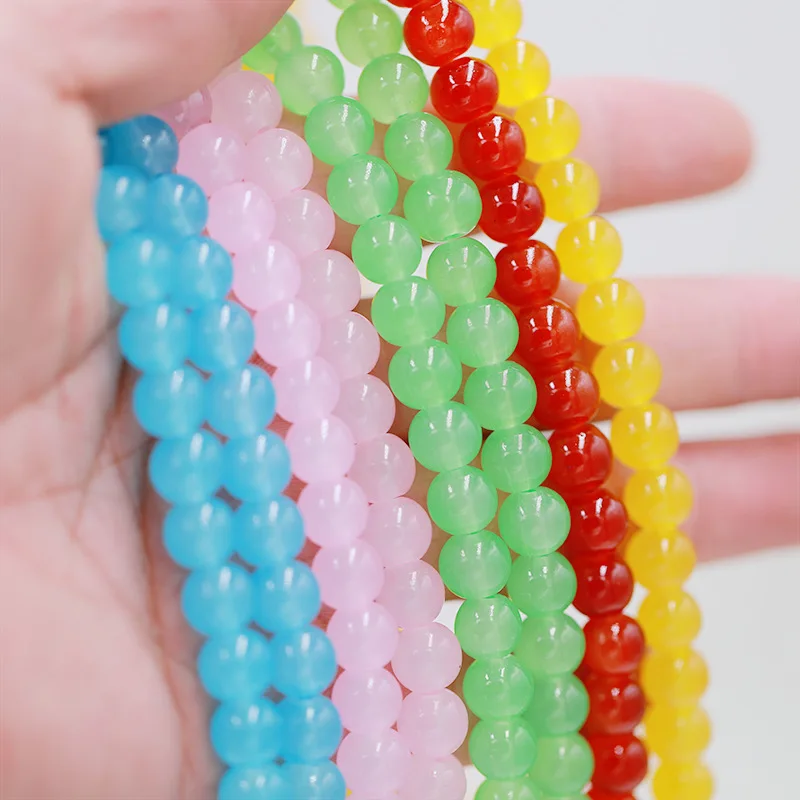 10Strands Imitated Jade Opaque Glass beads Round Loose Beads for Jewelry Making DIY 80PCS/Strands