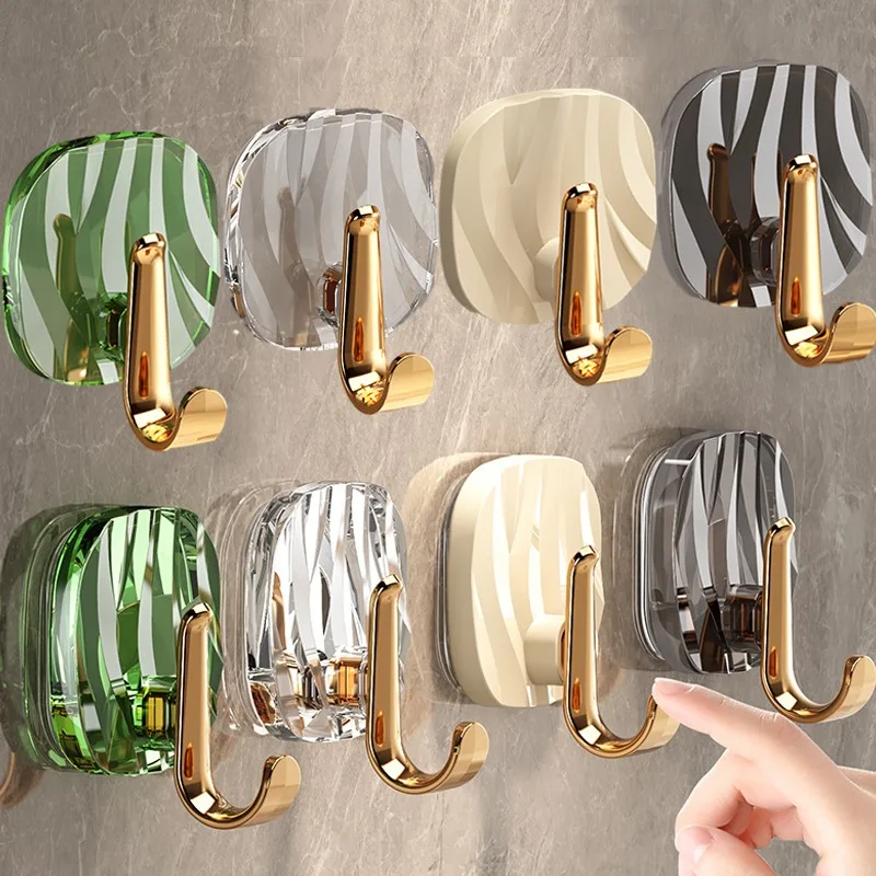 1/4PCS Acrylic Hook Punch-free Self-adhesive Bathroom Hook Wall Mounted Towel Hanger Coat Key Hanging Hooks Home Decor Holder