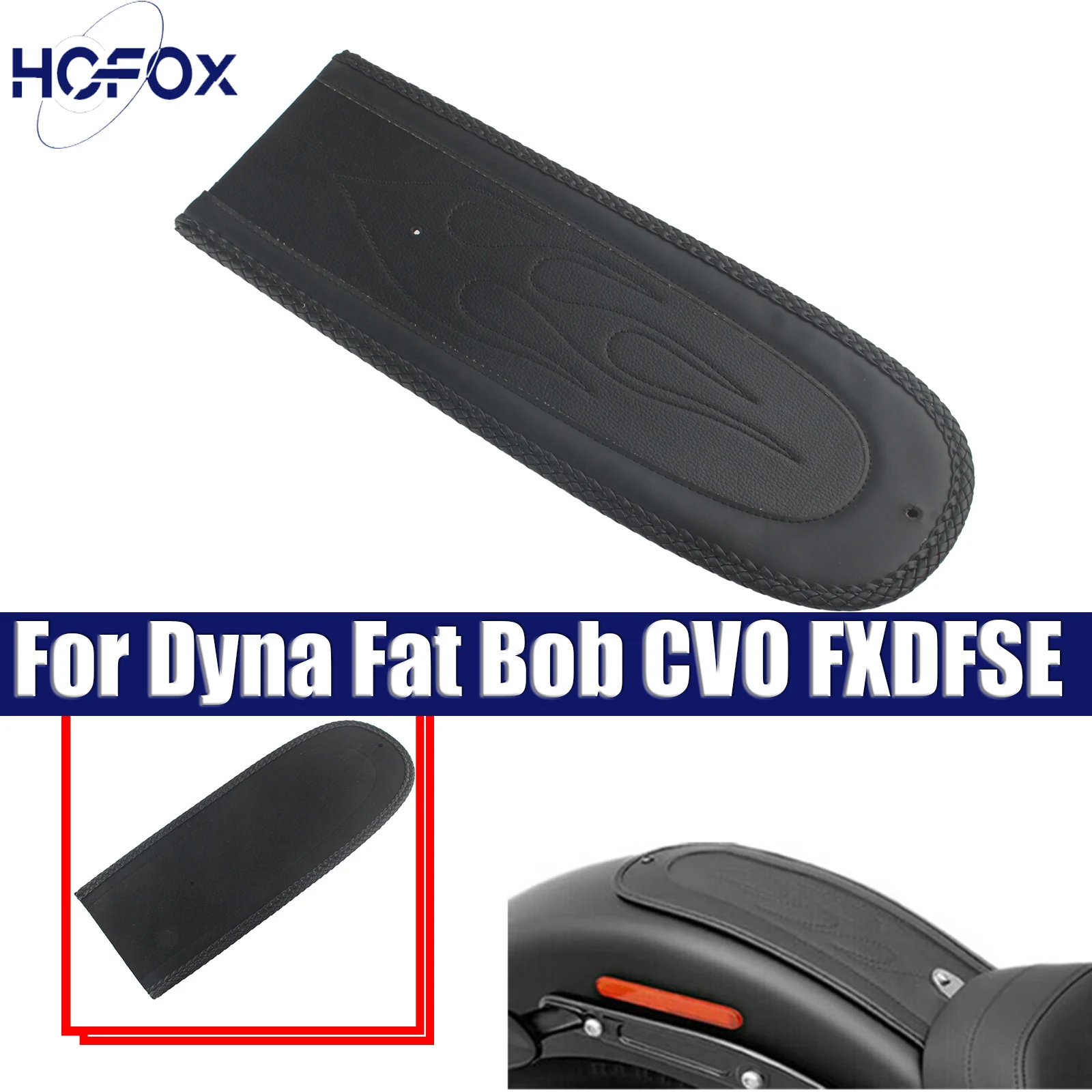 

For Dyna Fat Bob CVO FXDFSE FXDF EFI FXDLI FXDL FXDLS FXDBB Motorcycle Decorative Pad Rear Fender Bib Black Pu Leather Rear Bib