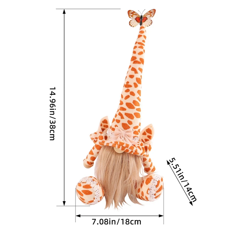 1PCS Animal Gnome Decoration Zebra Giraffe Elephant Shaped Plush Doll Faceless Tomte Gnomes Pendant Ornament Desktop Decor Gift