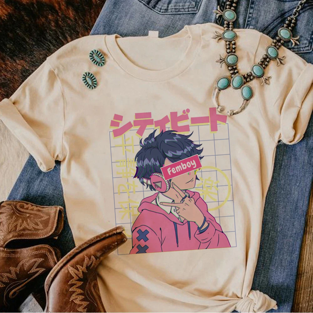 Femboy top women funny manga t-shirts girl Japanese graphic harajuku clothing