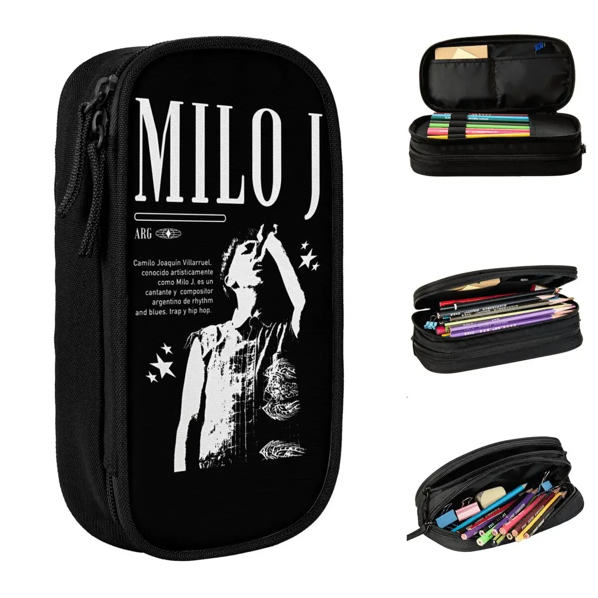 

Cute Rapper Milo J Pencil Case Singer 166 Pencilcases Pen Holder for Girls Boys Large Storage Bag Office Zipper Stationery