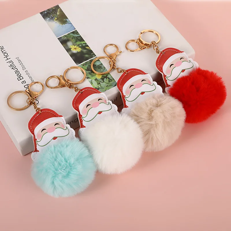 Stuffed Animals Plush Christmas Style Santa Claus Plush Ball Keychain Colour Kawaii Exquisite Festival Gift for Best Friend