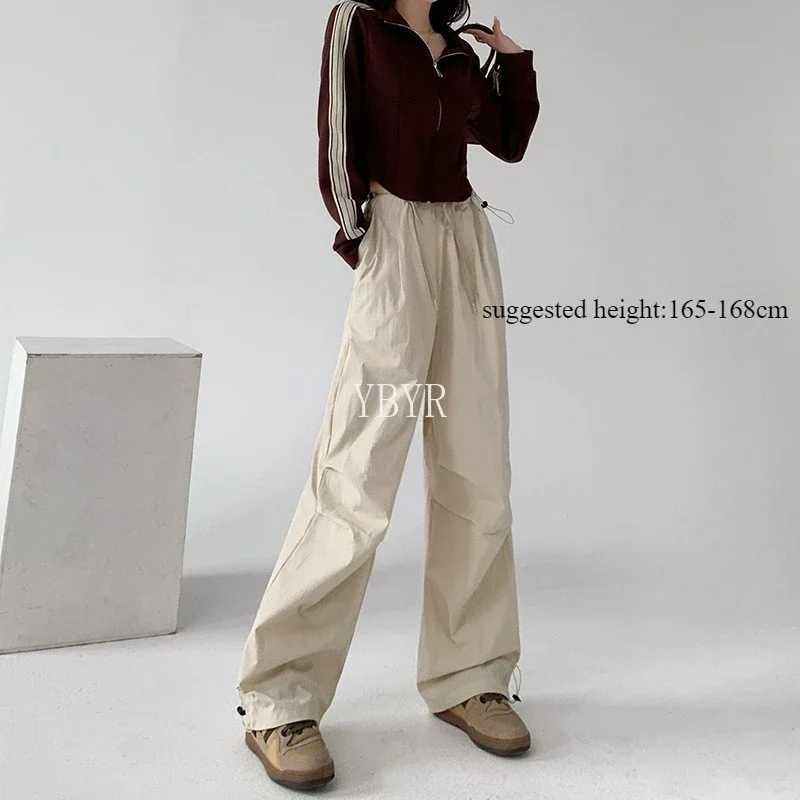 Vintage Cargo Pants for Women Casual Oversized Pants Outfits Female Hippie Streetwear Solid Color Quick Dry Loose Trousers