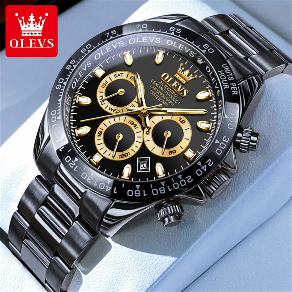 New In OLEVS Watches for Men Luxury Top Brand Automatic Mechanical Wristwtach Chronograph Top Brand Business Man Watch Auto Date