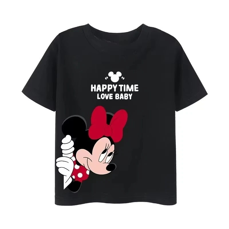 

Disney Summer Children Boys Girls Clothes Happy Minnie Cartoon Prints T-shirts Fashion Kid Short Sleeve Crew Neck Top