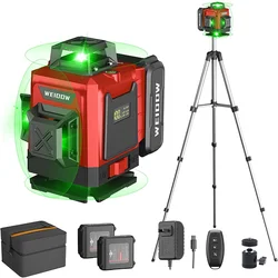 WEIDDW 4D 16 Lines Laser Level with Tripod and suitcase Horizontal And Vertical Green Lines Professional 360 Self Leveling Laser