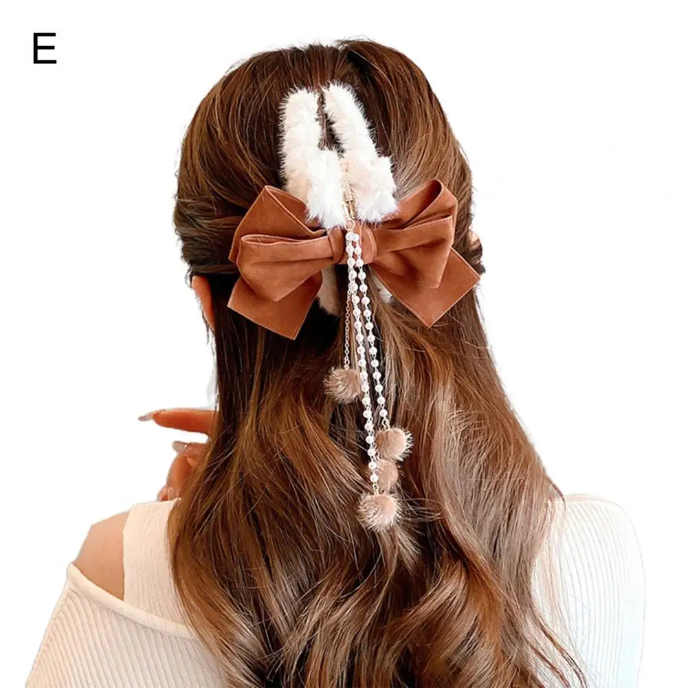 Lightweight Multifunctional Faux Pearls Fuzzy Balls Hair Clip for Home