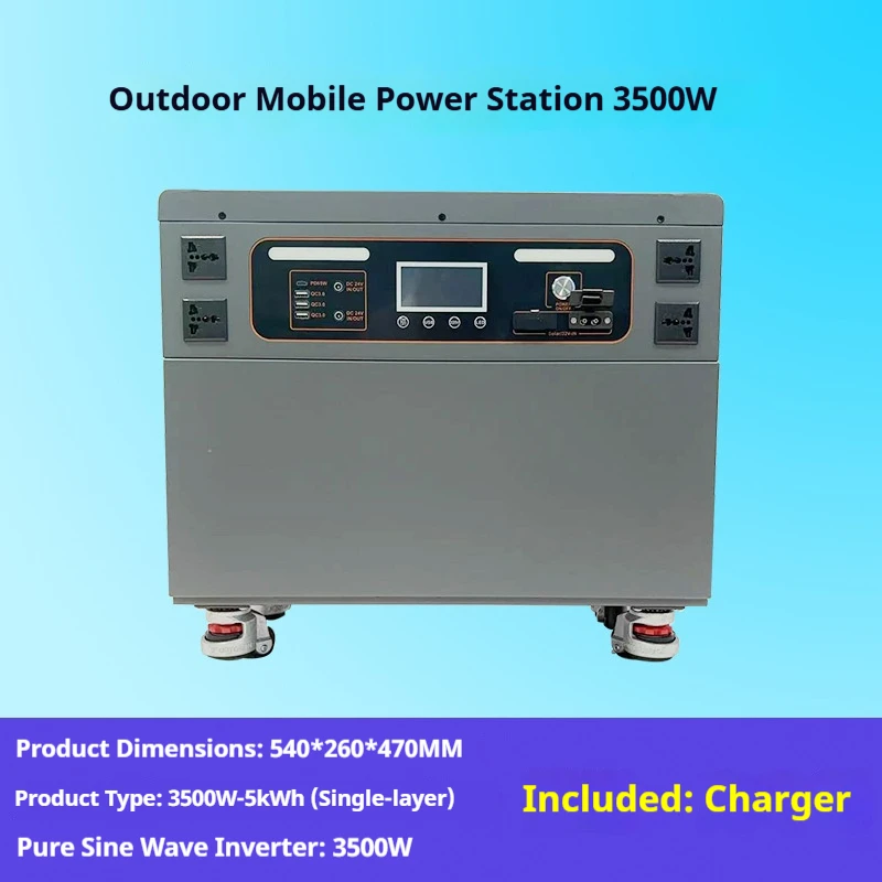Large Capacity 3500W Portable Power Supply 5 Degree Mobile Energy Storage for Home Use & Outdoor 220V Emergency ‘Household Power