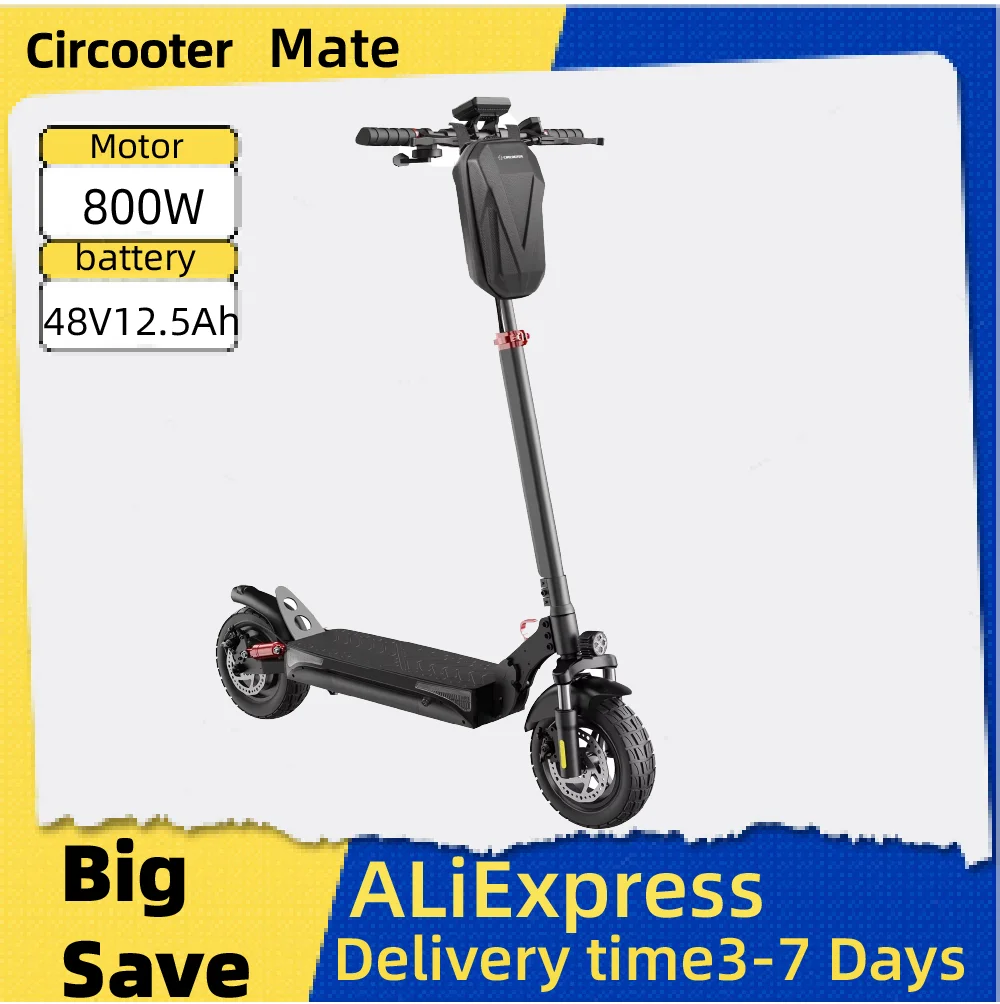 

Circooter Mate adult electric scooter, 800W motor, 48V12.5AH, folding E-scooter, 10-inch tires, E-mountain scooter