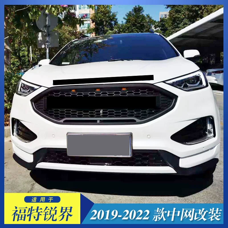 Car Front Bumper Grill with lights for Ford Edge 19-22 modified Mask net radiator grille Body kit Car Accessories