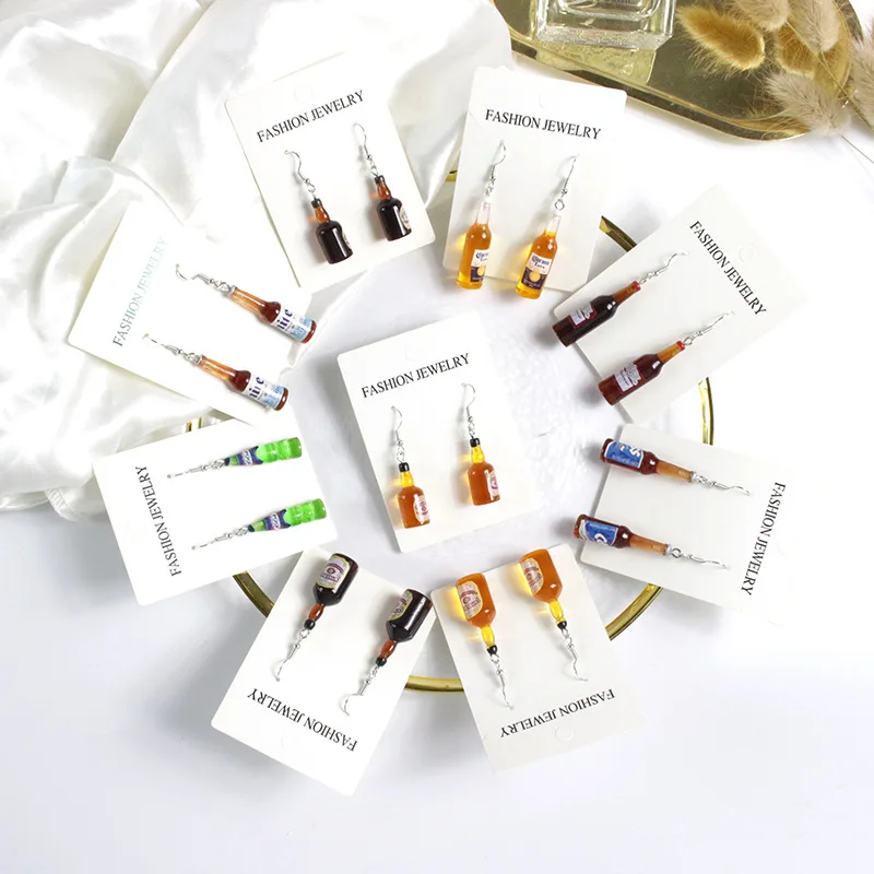 Earrings personalized Japanese and Korean wine bottle earrings for men and women through 2021 autumn new earrings wholesale
