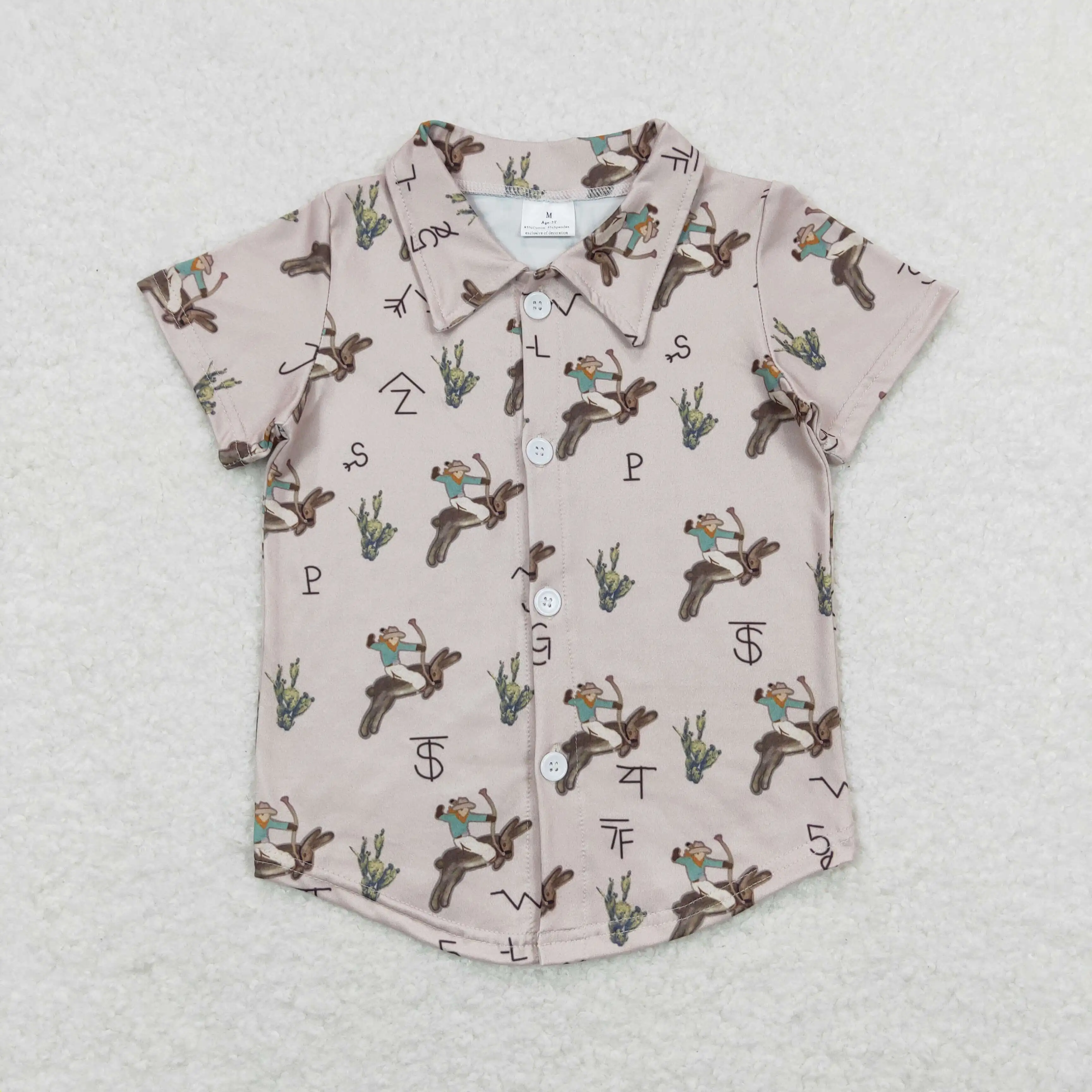 

z924-14 BT0484 Wholesale baby boys clothes Cactus Brown Button top Toddler Summer Boutique top For Children's clothing Shirt