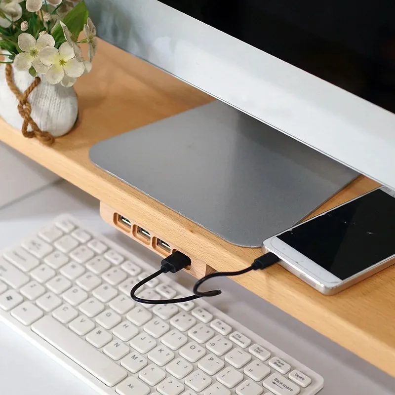 Multi-Port USB Charging Laptop Stand PD QC Fast Charger Desktop Riser Under Desk Cord Organization Hub for Computer Accessories
