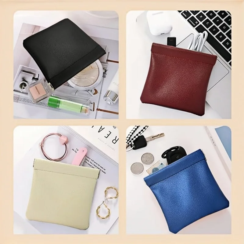 1pcs Portable coin purse clutch business mini wallet cosmetic bills sundries storage bag elastic coin purse color random.