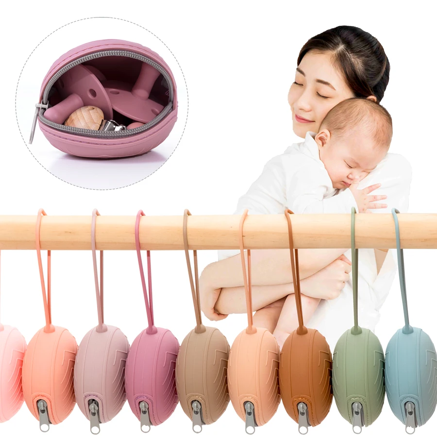 Zipper Silicone Baby Pacifier Case Soother Storage Box for Newborns Portable Nipple Holder Teat Attachment Mini Coin Key Bag