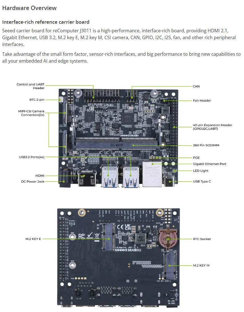 In stock 2026 110110147 Single Board Computers reComputer J3011-Edge AI Device with NVIDIA Jetson Orin Nano 8GB module,
