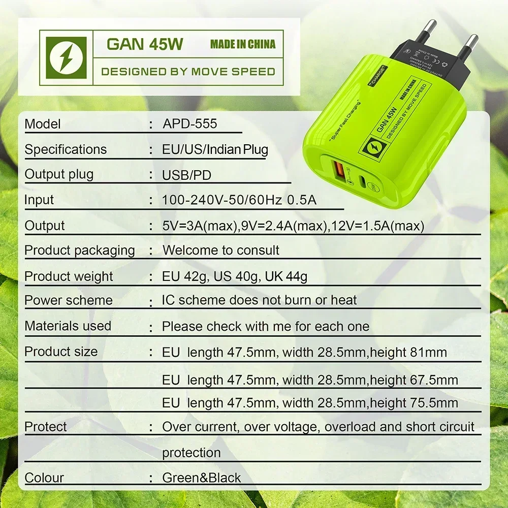 45W Fast Charger USB Type C PD Phone Charger Fast Charging Quick Charge Adapters for IPhone 15 Pro Max Samsung Xiaomi Huawei - náhled 6