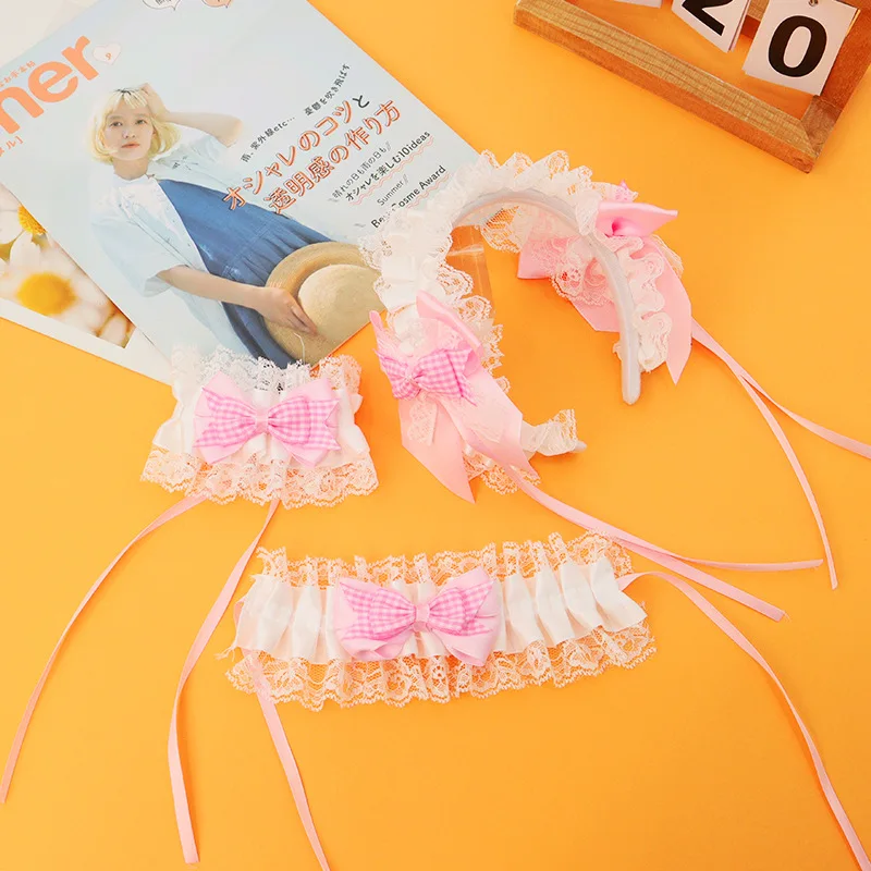 New Bow Headdress Lolita Sweet Versatile Lace Hair Accessories Set Cute Girl