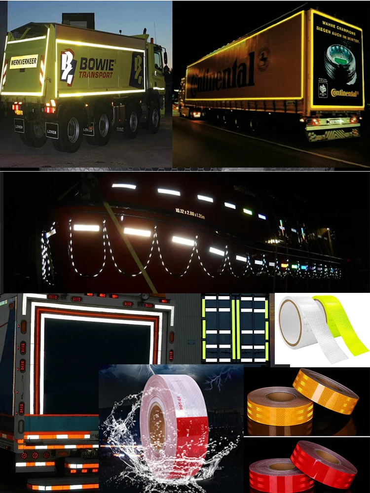 DOT-C2 Truck Reflective Safety Tape Red White Conspicuity Safety Warning Reflectors Film Waterproof Adhesive Sticker For Vehicle