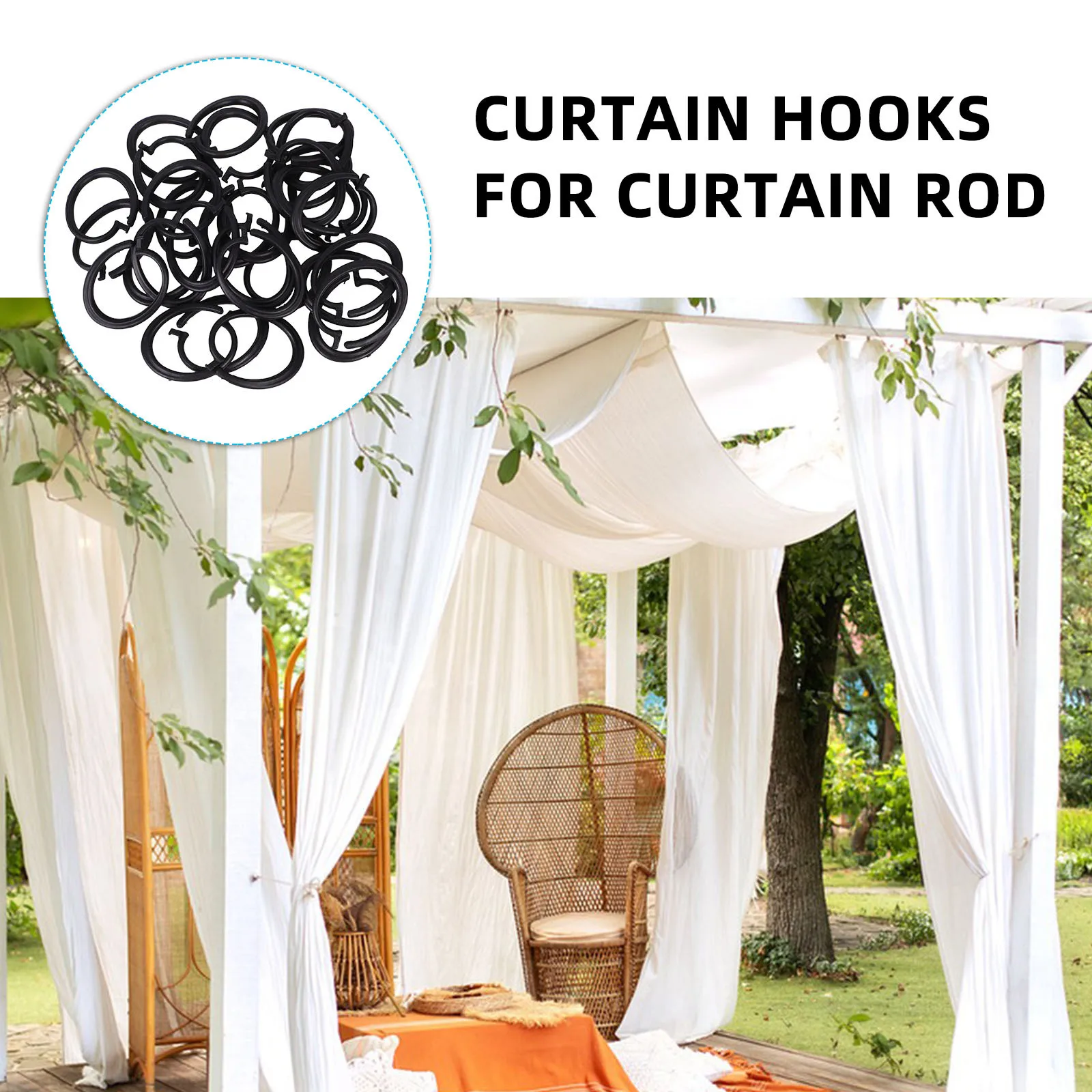 

30Pcs Outdoor Curtain Hooks for Gazebo Tent Drapes - Sturdy Plastic Hanging Clips Windproof Rain Resistant Canopy Tarp Fixing