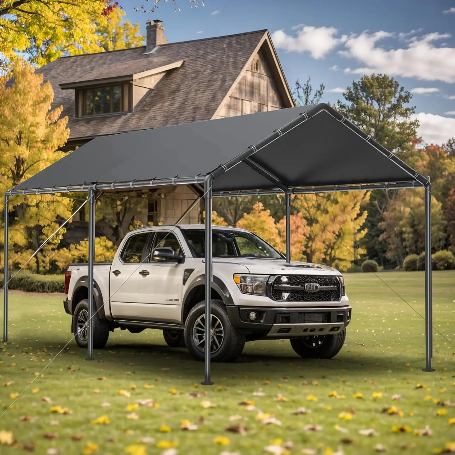 Carport 10x20ft Heavy Duty Car Canopy, Portable Garage Shelter with Steel Frame, Car Port Storage Shed with All-Season Trap