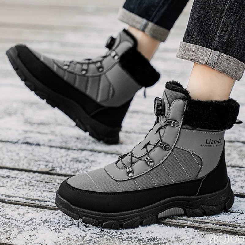 

Новые зимние теплые зимние ботинки с толстым высоким берцем, противоскользящая, износостойкая, простая, удобная повседневная мужская обувь с круглым носком