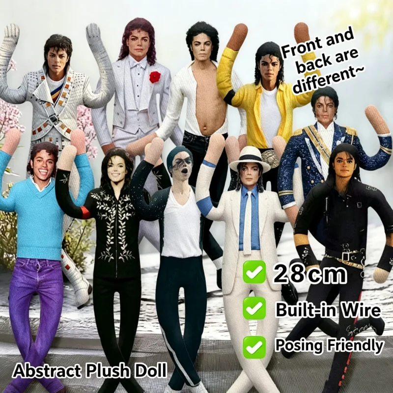 Image of Neue Pop-König Michael Jackson Plüschpuppe Cosplay-Requisite mit flexiblen, beweglichen Gelenken – MJ Plüsch-Abstrakt-Figur, Sammlerstück, Partygeschenk für Fans