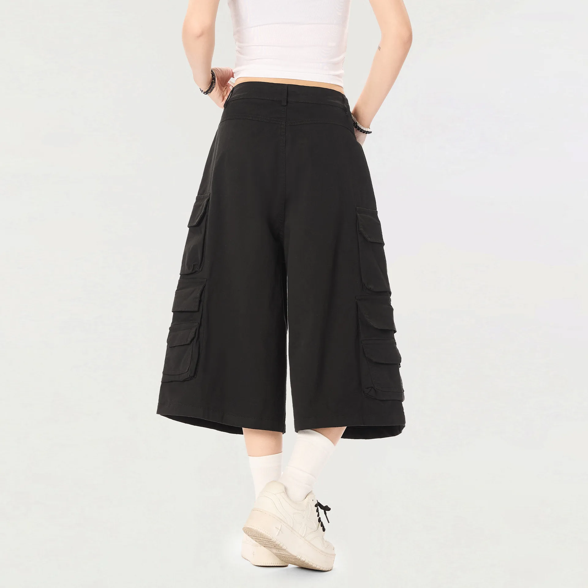 OR FL American Retro 97Cotton Women Cargo Shorts Hi Hop A Sense of Sophistication Seven-inch Shorts Wide Leg Pants Slacks Y2k