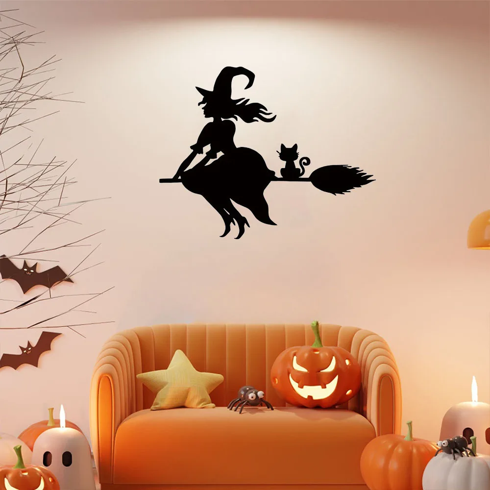 1pc Bewitching Black Witch Metal Wall Decor – Magical Butterfly & Halloween Wall Art, Enchanting Metal Decoration for Home