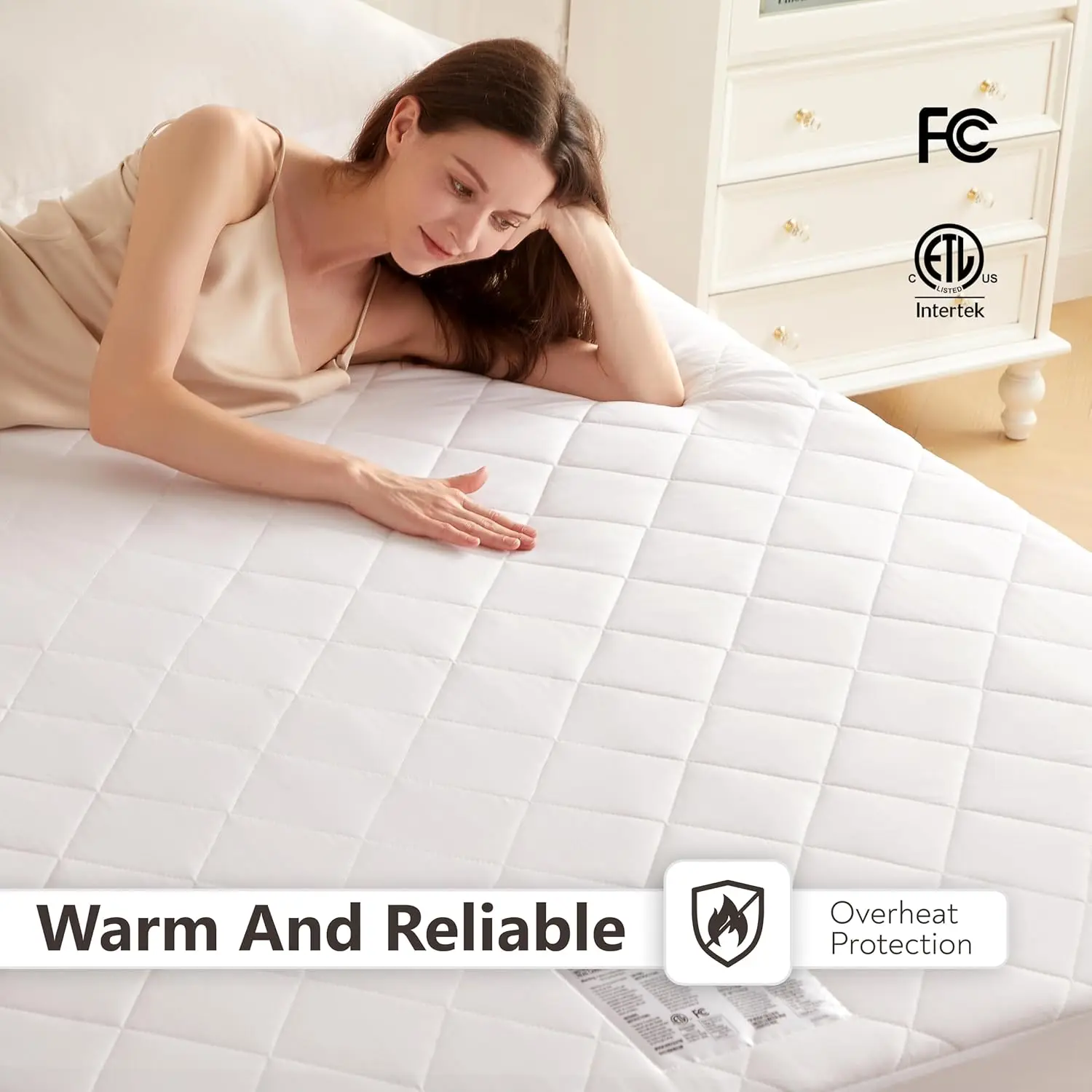 Queen Size Heated Mattress Pad with Dual Control, 10 Heat Settings, Timer & Auto Off, Machine Washable, ETL Certified