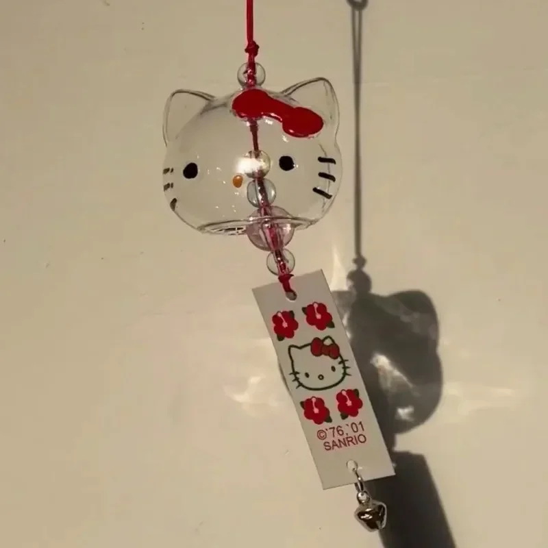 Sanrio Hello Kitty Car Mounted Accessories Glass Wind Chime Hanging Drop Romantic Bedroom Ornament Kids Gifts