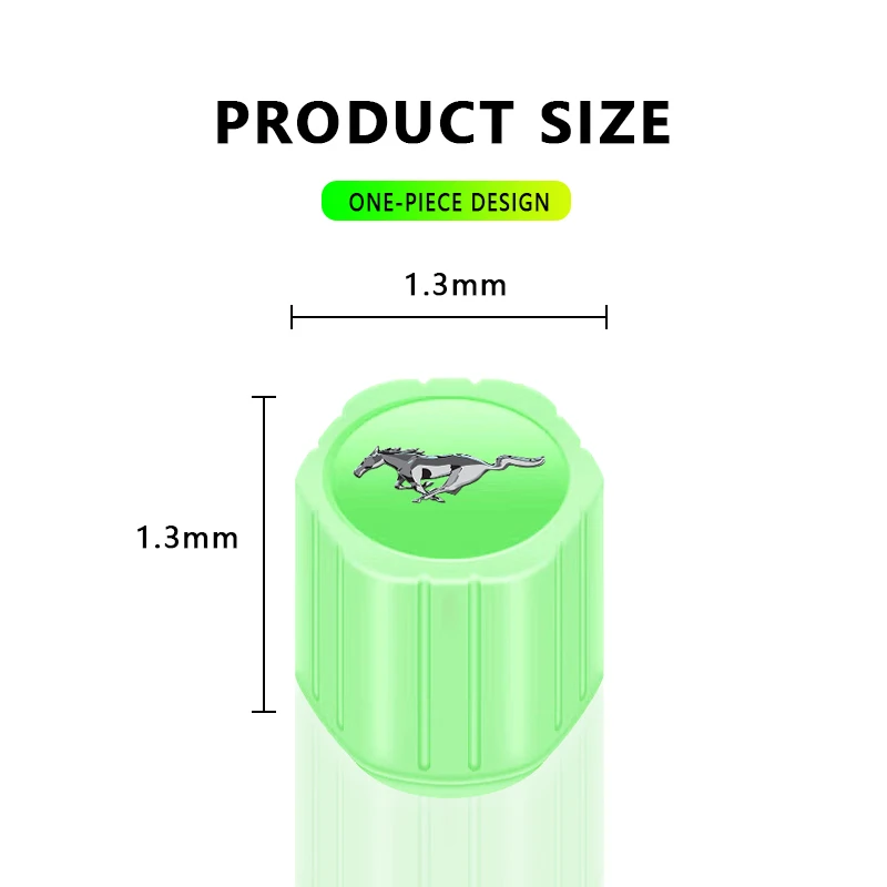 مضيئة عجلة دراجة نارية الإطارات سيارة الإطارات صمام قبعات الفلورسنت لفورد موستانج 2015 2017 2018 2005 2006 2007 2008 شيلبي #2