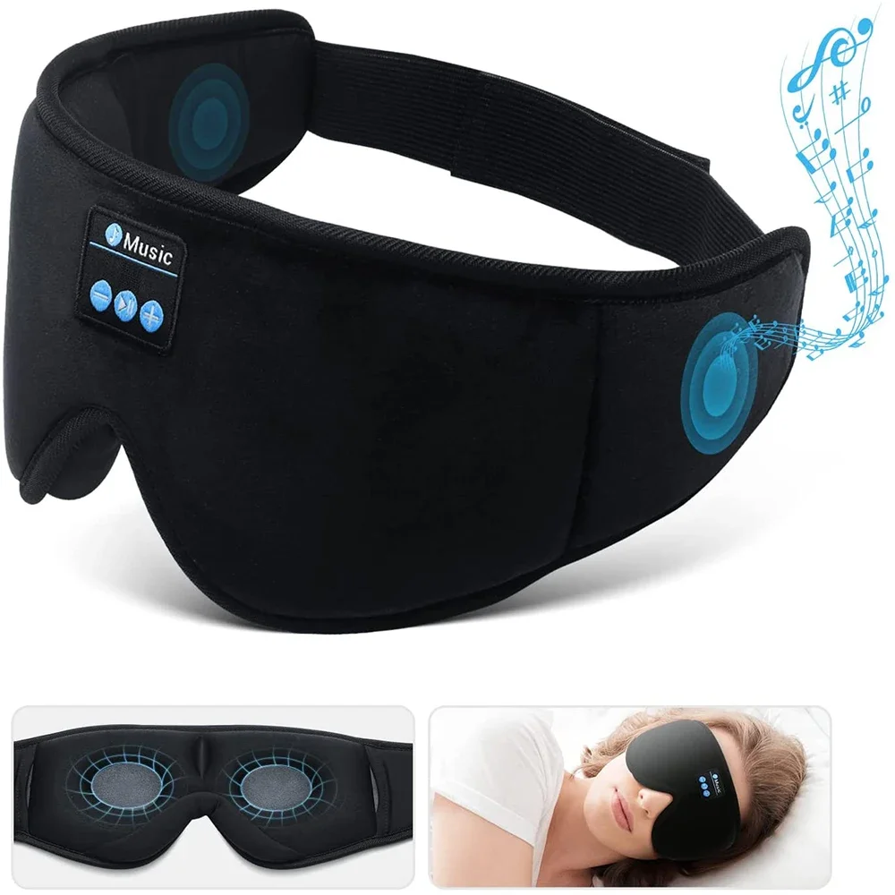 3D Sleeping Headphones Bluetooth Eye Mask Headband Soft Elastic Comfortable Wireless Washable Music Headset for Side Sleepers