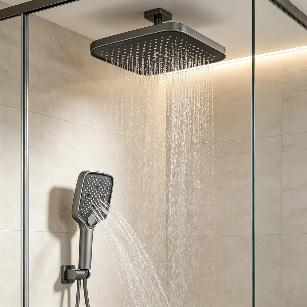 Square Showering Shower Head +Square Handheld Sprinkler High Pressure Shower Head Home Adjustable Handheld High Flow Water Spray