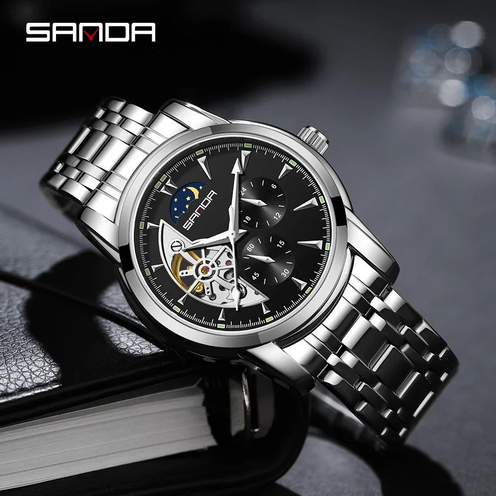 

Sanda Top Brand Luxury Men's Automatic Mechanical Watches 2024 Stainless Steel Business Wristwatch Luminous Relogio Masculino