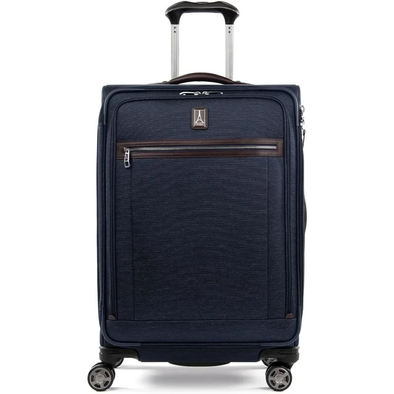 Platinum Elite Softside Expandable Checked Luggage, 8 Wheel Spinner Suitcase, TSA Lock, Men and Women, True Navy Blue