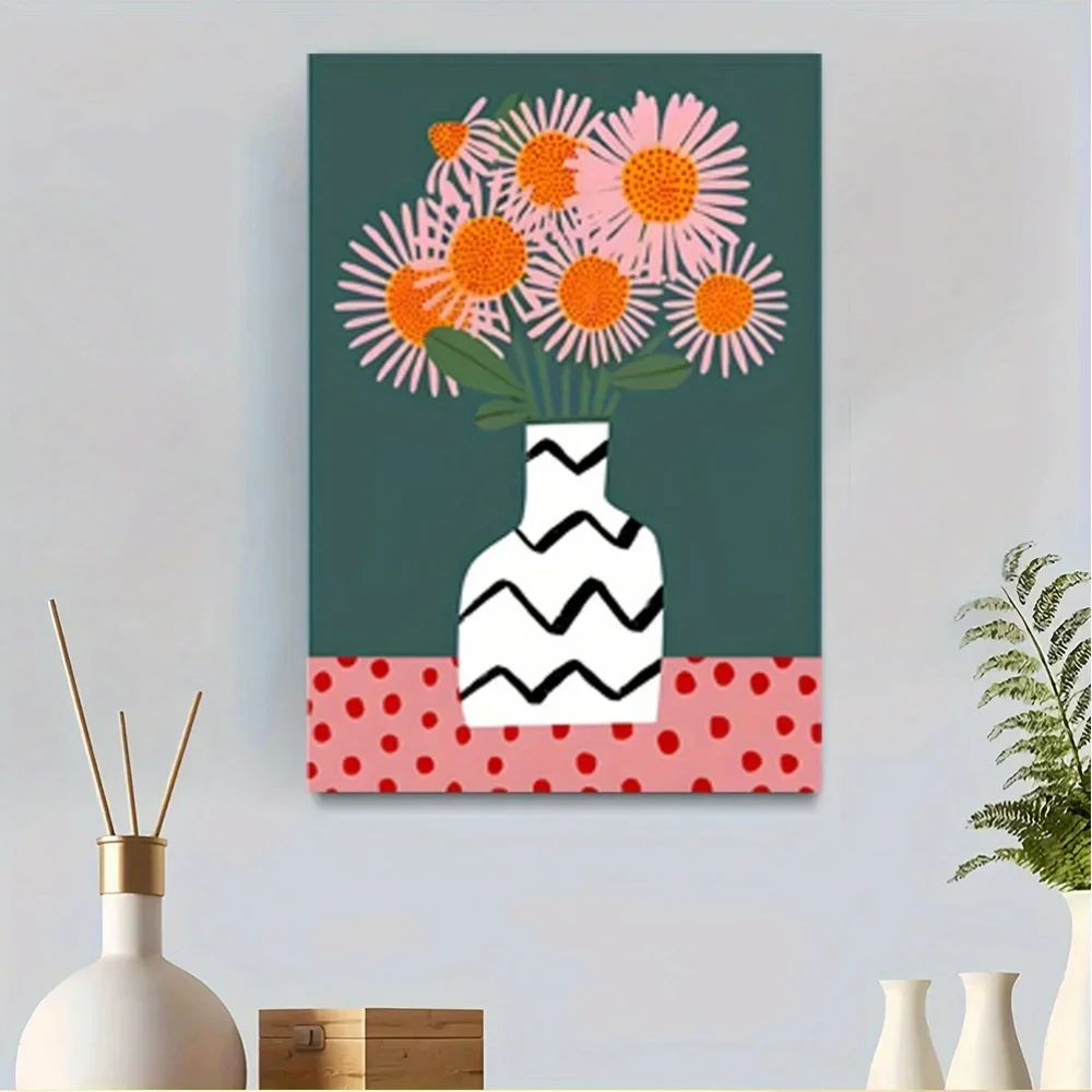 Frameless Canvas Painting Dark Botanical Canvas Poster Print - No Framed Living Room Wall Art Decor With Teal Vintage Color, Boh