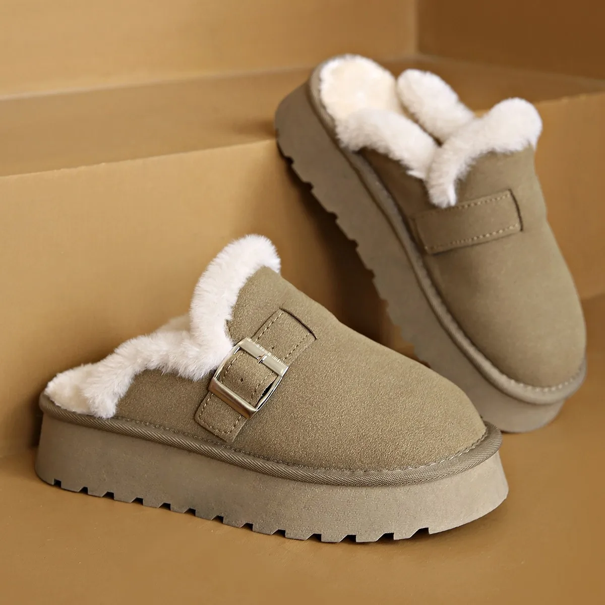 

Women's new autumn and winter thick bottom home leisure entertainment flat non-slip warm preferred women's fashion cotton shoes